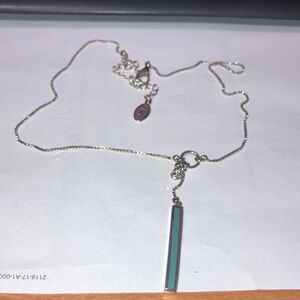 Gwen Silver Necklace with Turquoise Bar Pendant